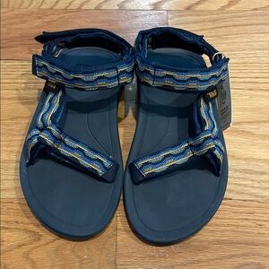 Teva Navy and Yellow Striped Sandals